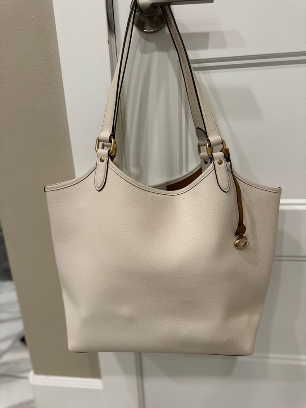 Coach Cream Pebbled Leather Tote